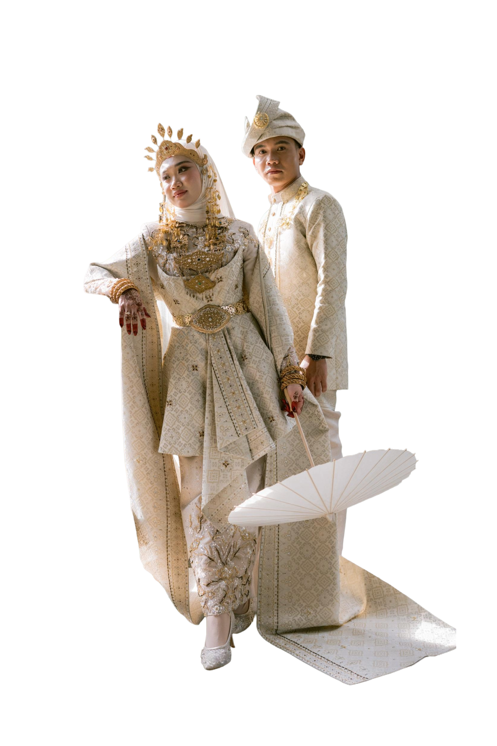 Model wearing an exclusive bespoke bridal gown with fine embroidery